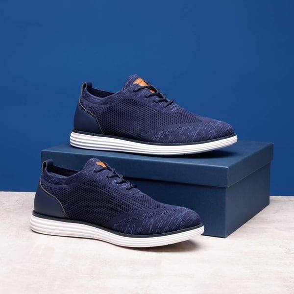 [KnitFlex Breeze+] Men's Breathable Mesh Oxford Sneakers - DARK BLUE - 1